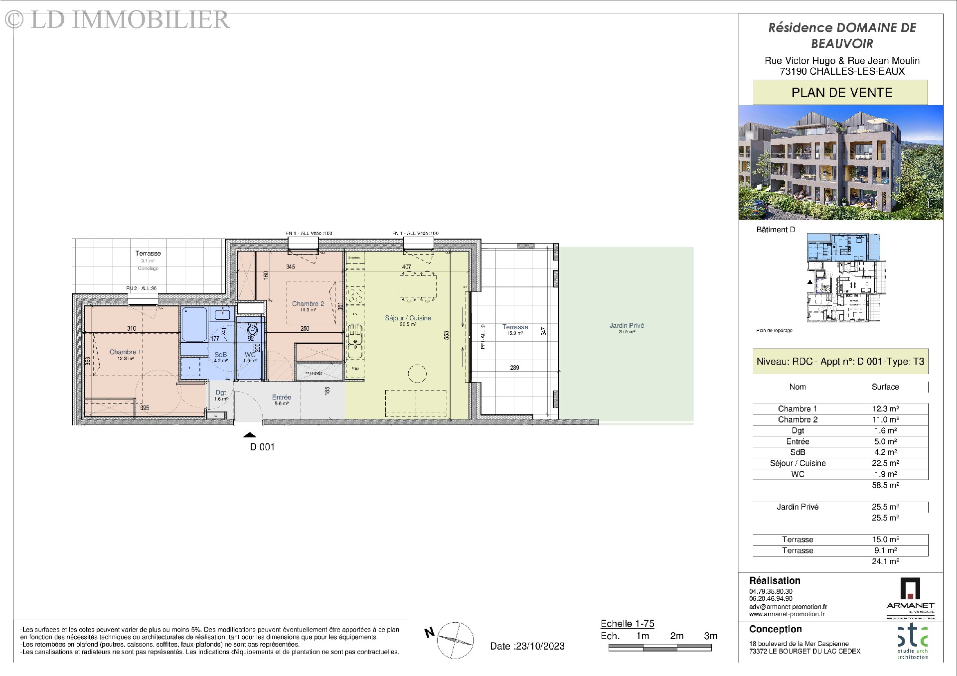 Vente appartement - CHALLES LES EAUX 58,5 m², 3 pièces