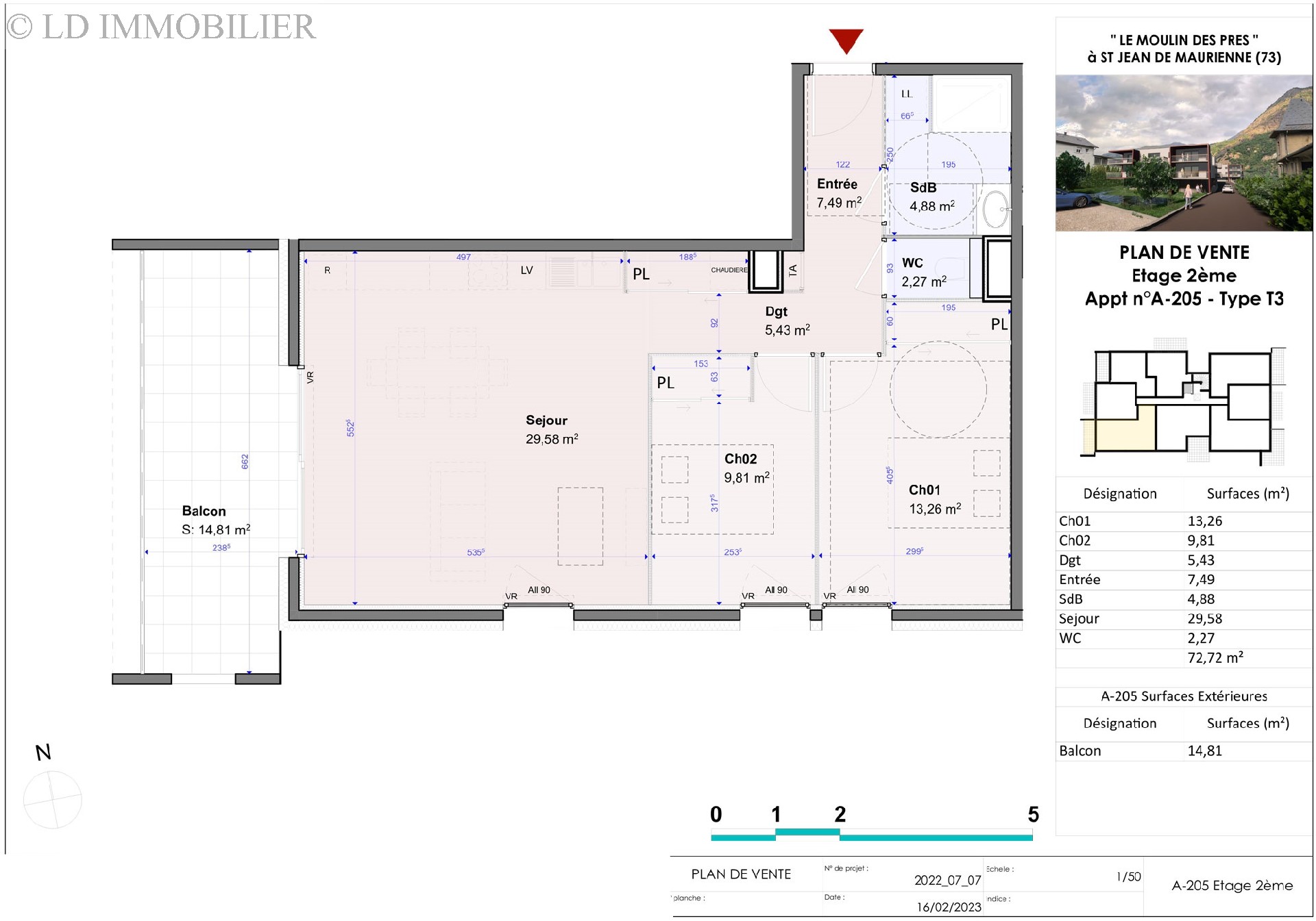 Vente appartement - ST JEAN DE MAURIENNE 72,72 m², 3 pièces