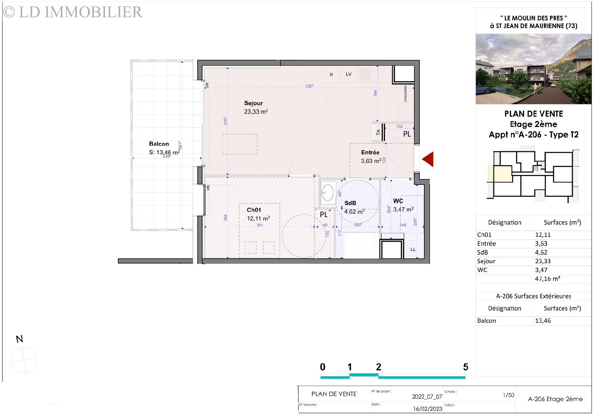 Vente appartement - ST JEAN DE MAURIENNE 47,16 m², 2 pièces