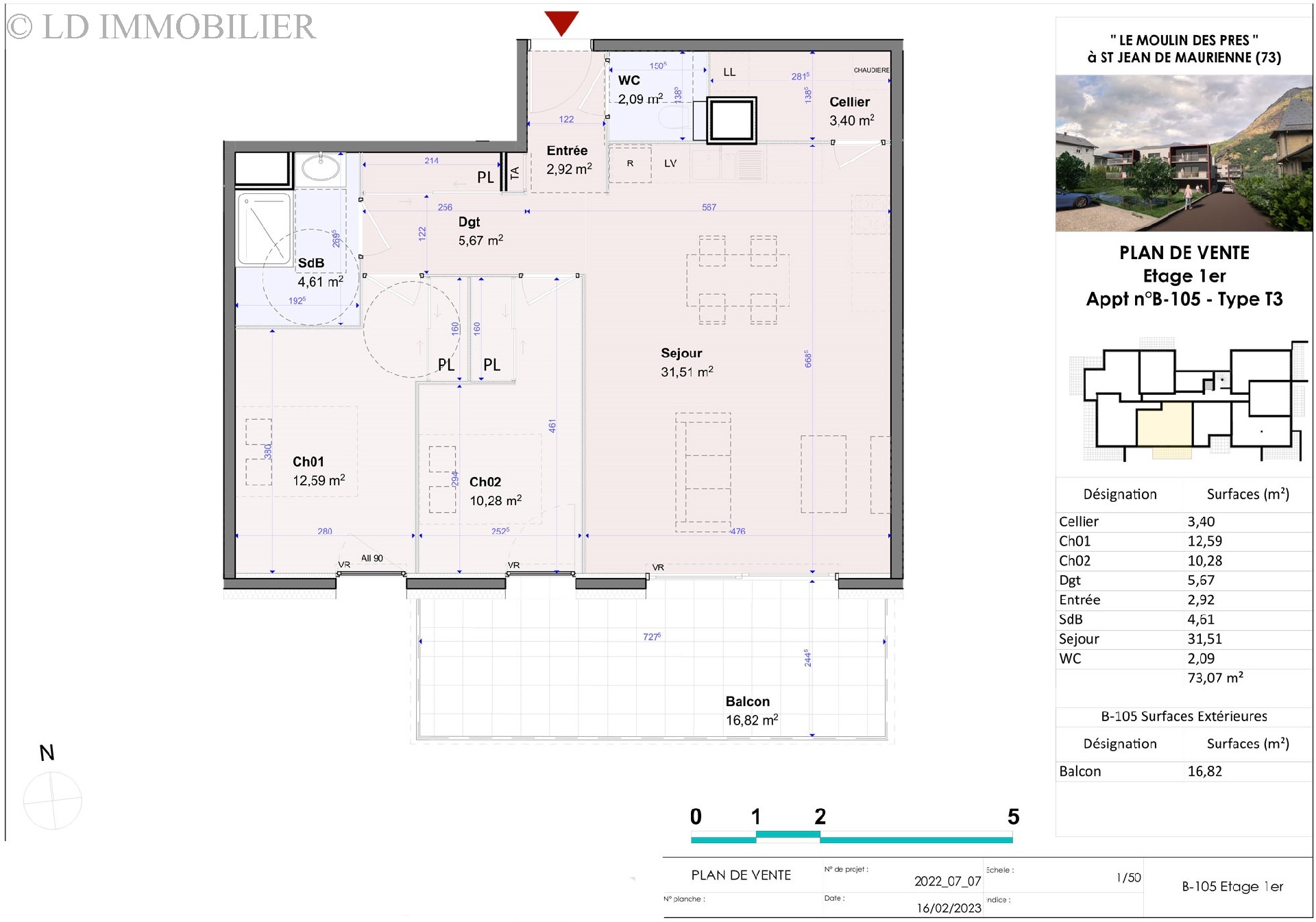 Vente appartement - SAINT JEAN DE MAURIENNE 73,07 m², 3 pièces